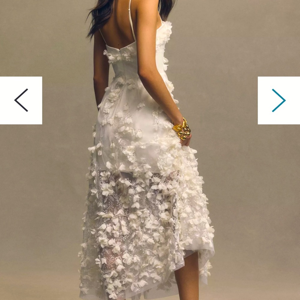 Anthropologie - “Helsi Audrey Square-Neck Floral Appliqué Sheer Midi Dress” NWT